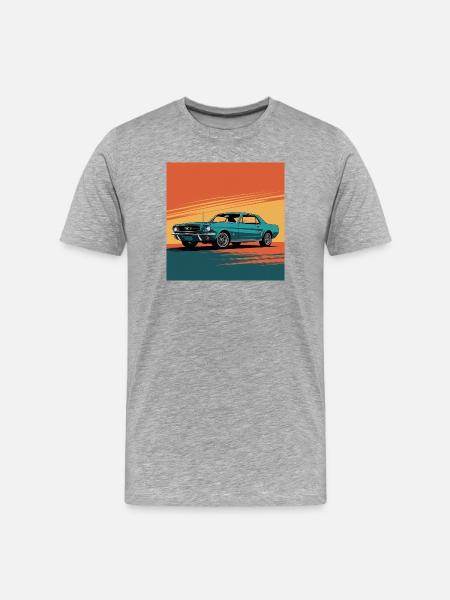 Turquoise Muscle Car at Sunset - Men's Premium Organic T-Shirt - heather grey