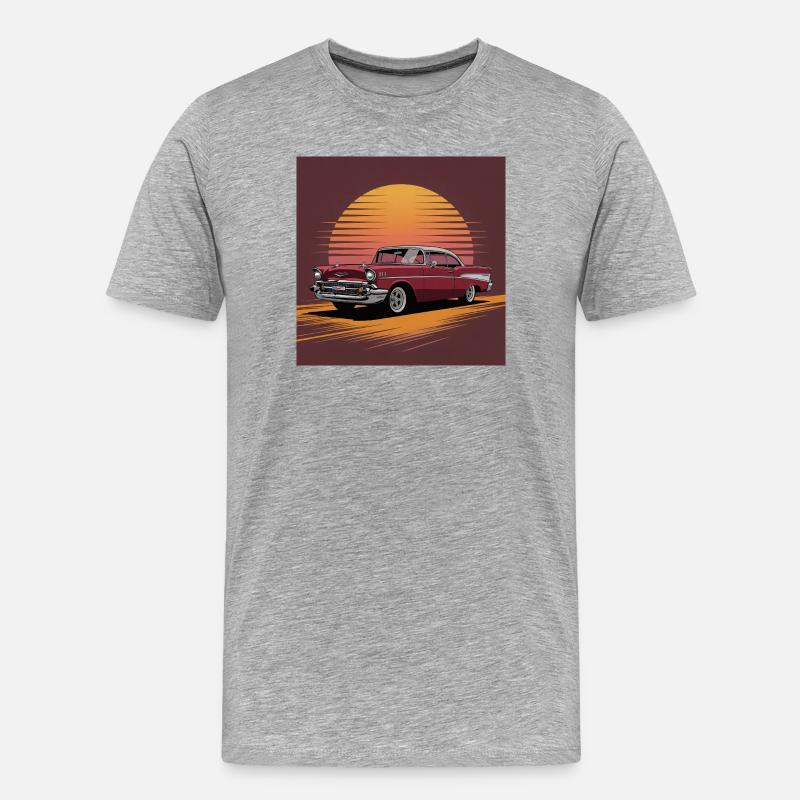 Sunset Drive Classic Car - Männer Premium Bio T-Shirt - Grau meliert