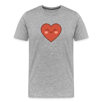 Warm smiling heart - Men's Premium Organic T-Shirt - heather grey - Front - Damien (186cm)