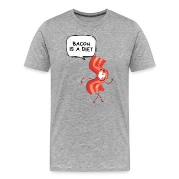 Bacon Diet Cartoon - T-shirt bio Premium Homme - gris chiné - Devant - Damien (186cm)