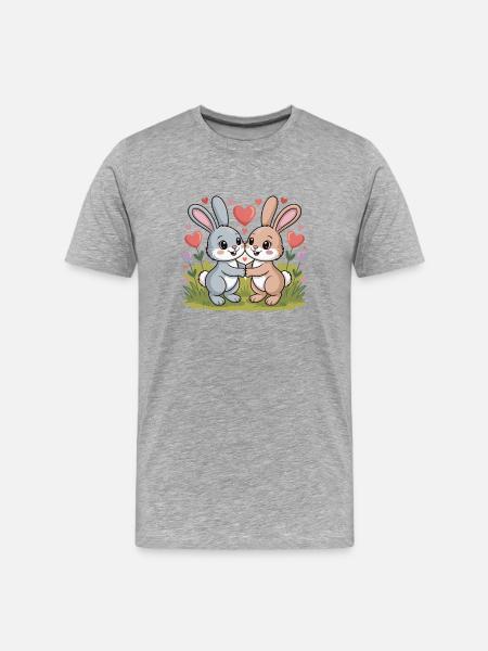 Hase Paar Liebe Ostern Verliebt - Männer Premium Bio T-Shirt - Grau meliert