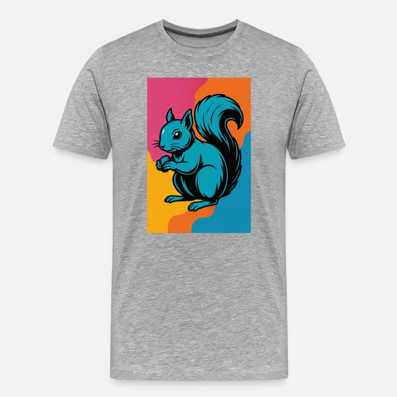 Buntes Eichhörnchen Pop Art - Männer Premium Bio T-Shirt - Grau meliert