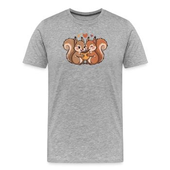 Eichhörnchen Paar Liebe Valentinstag - Männer Premium Bio T-Shirt - Grau meliert - Vorne - Damien (186cm)