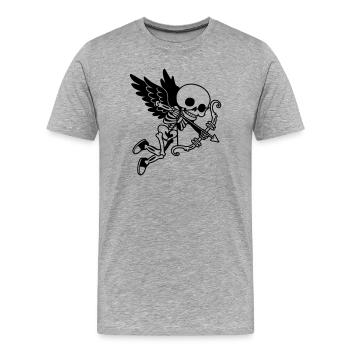 Cupidon Squelette aux ailes noires - T-shirt bio Premium Homme - gris chiné - Devant - Damien (186cm)