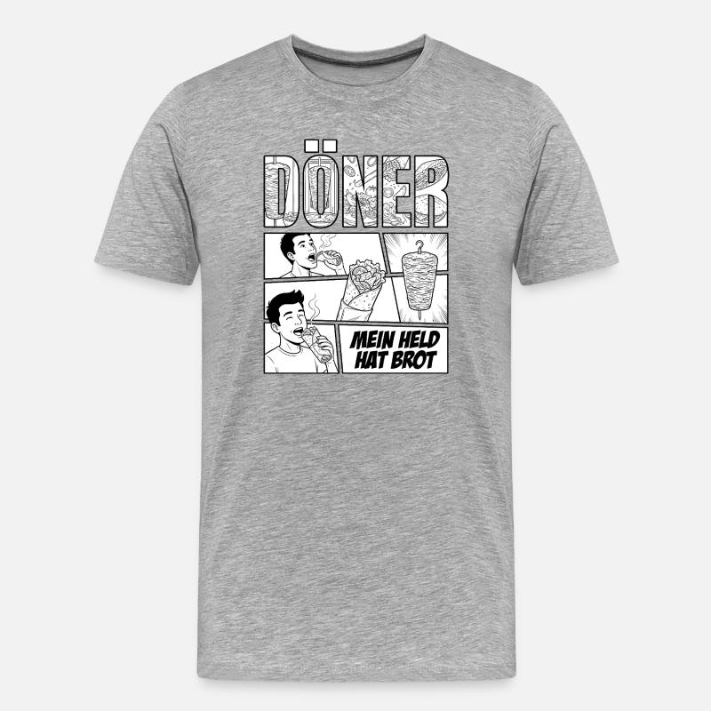Döner Held – Comic - Männer Premium Bio T-Shirt - Grau meliert