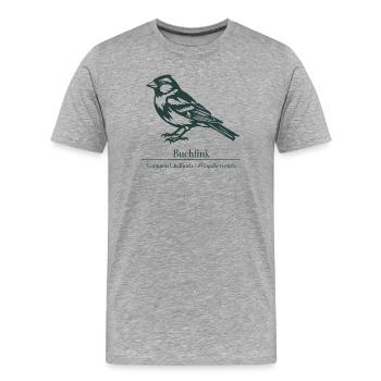 Buchfink Silhouette | Ornithologie | Zeichnung - Männer Premium Bio T-Shirt - Grau meliert - Vorne - Damien (186cm)