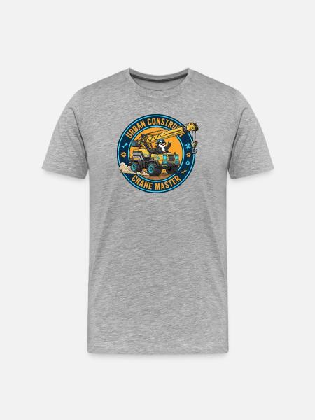 Cooler Pinguin Kranführer Bauarbeiter Cartoon - Männer Premium Bio T-Shirt - Grau meliert