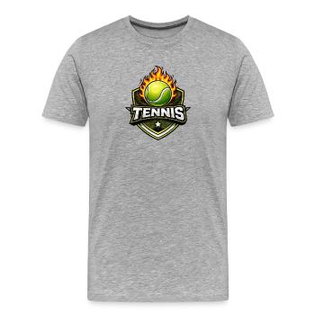 Flammen Tennis Shield - Männer Premium Bio T-Shirt - Grau meliert - Vorne - Damien (186cm)