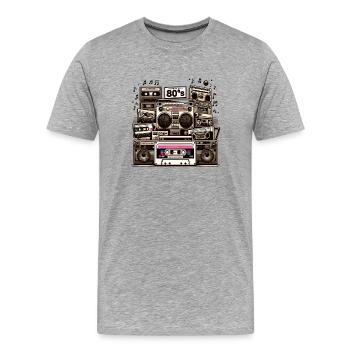 Kassetten-Ära Boombox Collage - Männer Premium Bio T-Shirt - Grau meliert - Vorne - Damien (186cm)