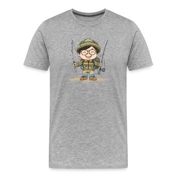 Une bande dessinée Pêcheur Garçon - T-shirt bio Premium Homme - gris chiné - Devant - Damien (186cm)