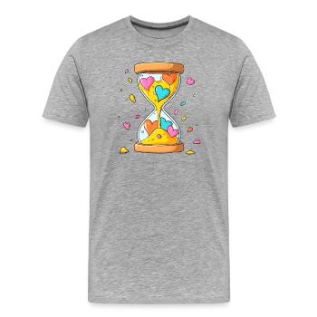 Sablier du Cœur Temps - T-shirt bio Premium Homme - gris chiné - Devant - Damien (186cm)
