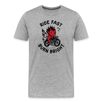 Ride Fast Burn Bright - T-shirt bio Premium Homme - gris chiné - Devant - Damien (186cm)