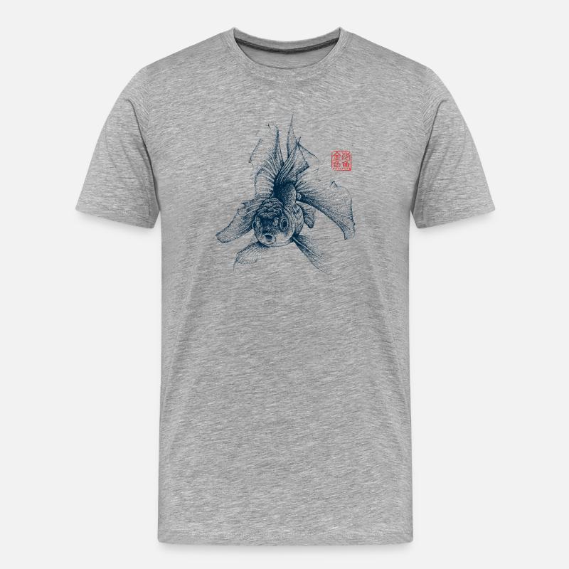 Goldfisch mit Kanji Stempel - Männer Premium Bio T-Shirt - Grau meliert