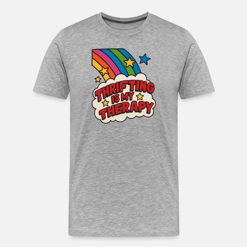 Secondhand-Therapie-Regenbogenaufkleber - Männer Premium Bio T-Shirt - Grau meliert