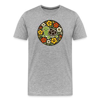 Winzige Schildkröte im Blumenkreis - Männer Premium Bio T-Shirt - Grau meliert - Vorne - Damien (186cm)