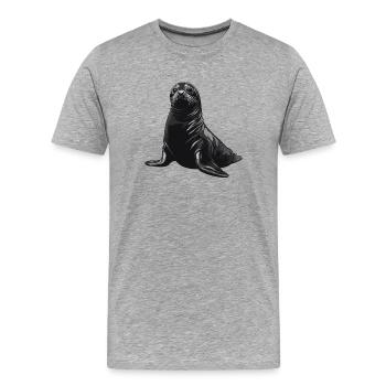 Black Seal Portrait - Men's Premium Organic T-Shirt - heather grey - Front - Damien (186cm)