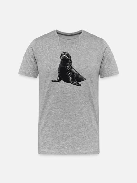 Black Seal Portrait - Men's Premium Organic T-Shirt - heather grey