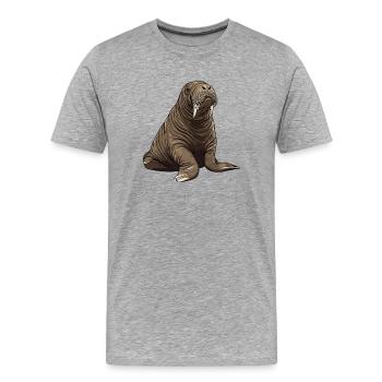 Walrus cartoon in shades of brown - Men's Premium Organic T-Shirt - heather grey - Front - Damien (186cm)