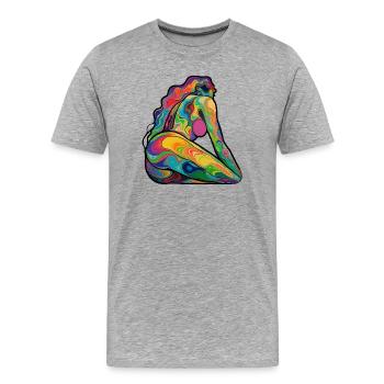Bunte Silhouette nackt in Wirbeln - Männer Premium Bio T-Shirt - Grau meliert - Vorne - Damien (186cm)
