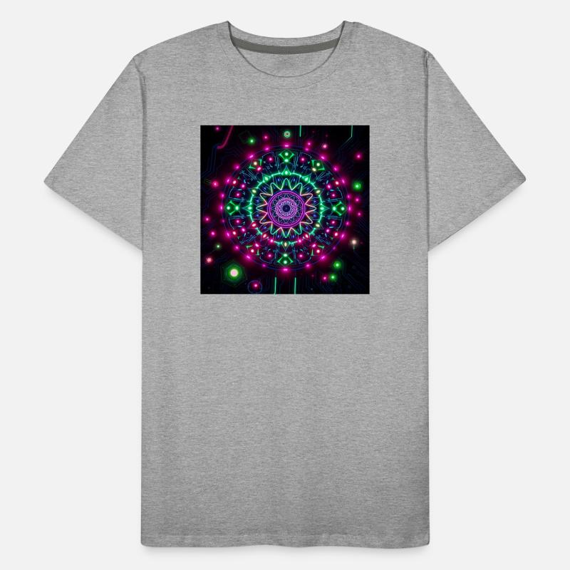 Neon Mandala Cyber Galaxy Pattern Men's Premium Organic T-Shirt
