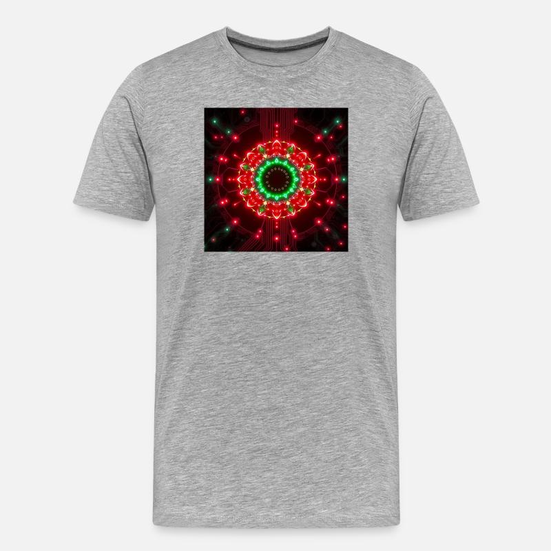 Neon Mandala Tech Zentrum - Männer Premium Bio T-Shirt - Grau meliert