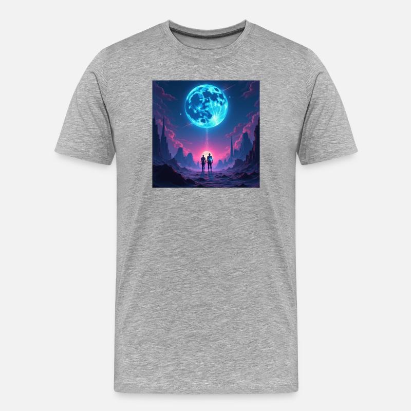Mondpfad der Zweisamkeit - Männer Premium Bio T-Shirt - Grau meliert