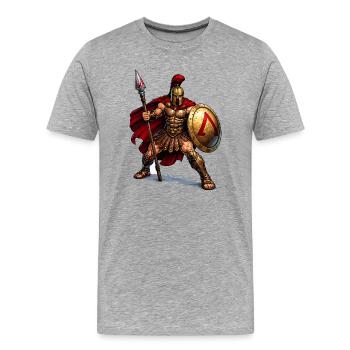 Guerrier Spartiate avec Bouclier - T-shirt bio Premium Homme - gris chiné - Devant - Damien (186cm)