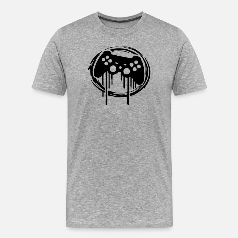 Gaming Controller Circle Pattern - Men's Premium Organic T-Shirt - heather grey