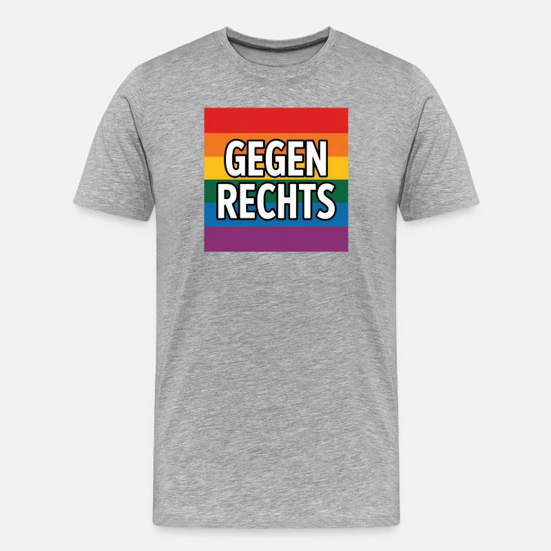 Gegen Rechts - Antifa Regenbogen Tee - Männer Premium Bio T-Shirt - Grau meliert