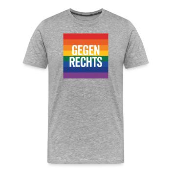 Gegen Rechts - Antifa Regenbogen Tee - Männer Premium Bio T-Shirt - Grau meliert - Vorne - Damien (186cm)