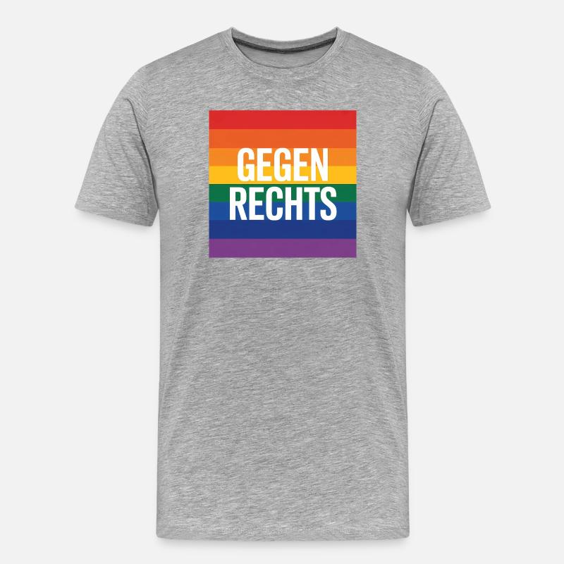 Gegen Rechts - Antifa Regenbogen Tee - Männer Premium Bio T-Shirt - Grau meliert