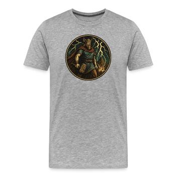 Marteau-Tempête viking Thor - T-shirt bio Premium Homme - gris chiné - Devant - Damien (186cm)