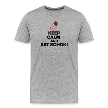 RESTE CALME ET MANGE DU CHOCOLAT, CADEAU DE JUNKIE AU CHOCOLAT - T-shirt bio Premium Homme - gris chiné - Devant - Damien (186cm)