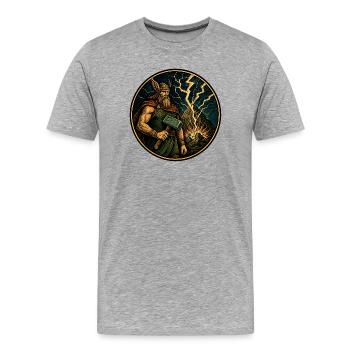 Thor avec un marteau - T-shirt bio Premium Homme - gris chiné - Devant - Damien (186cm)