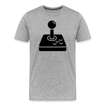 Icône d’arcade rétro joystick - T-shirt bio Premium Homme - gris chiné - Devant - Damien (186cm)