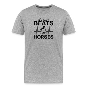 My Heart Beats For Horses - Männer Premium Bio T-Shirt - Grau meliert - Vorne - Damien (186cm)