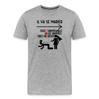 Funny Wedding Bachelorette Party Groom's Team - Men's Premium Organic T-Shirt - heather grey - Front - Damien (186cm)
