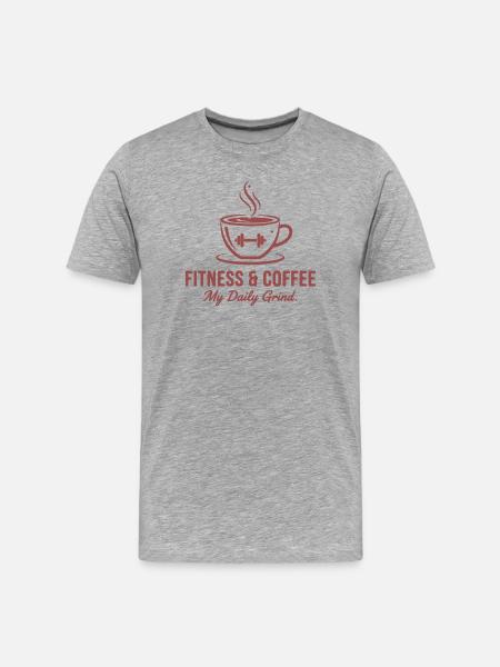 Fitness & Coffee – My Daily Grind - Men's Premium Organic T-Shirt - heather grey