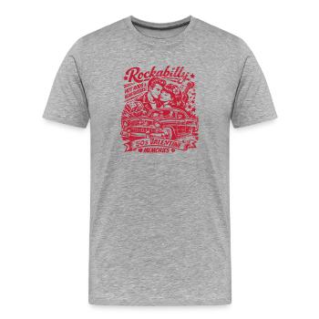 Rockabilly Valentine Memories 50er Jahre Retro - Männer Premium Bio T-Shirt - Grau meliert - Vorne - Damien (186cm)