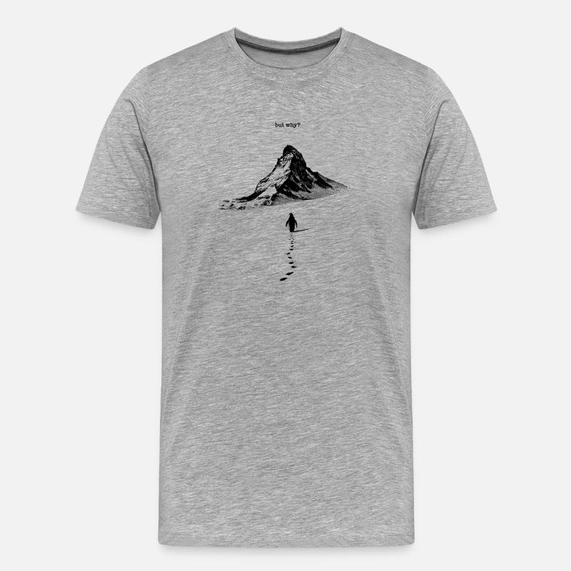 Nihilist Penguin, aber warum? - Männer Premium Bio T-Shirt - Grau meliert