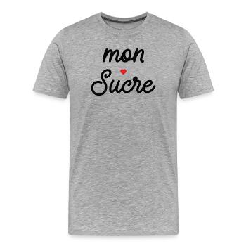 Mein Schwarzes Herz-Skript - Männer Premium Bio T-Shirt - Grau meliert - Vorne - Damien (186cm)