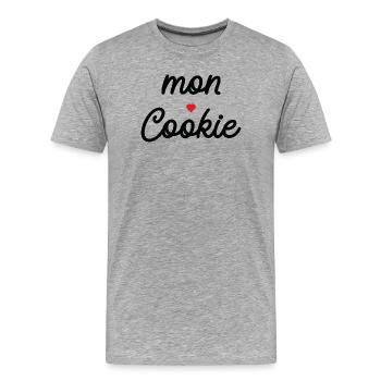 Mein Herz-Keks – Schwarze Weichtypografie - Männer Premium Bio T-Shirt - Grau meliert - Vorne - Damien (186cm)