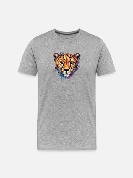Bunter Leopard – Moderne Tier Illustration - Männer Premium Bio T-Shirt - Grau meliert