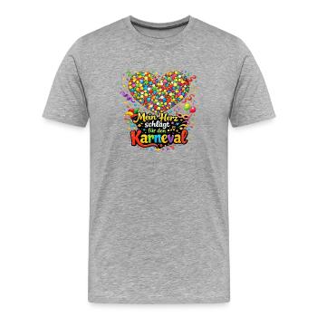 Mon cœur bat pour le carnaval Jecke Fasching - T-shirt bio Premium Homme - gris chiné - Devant - Damien (186cm)