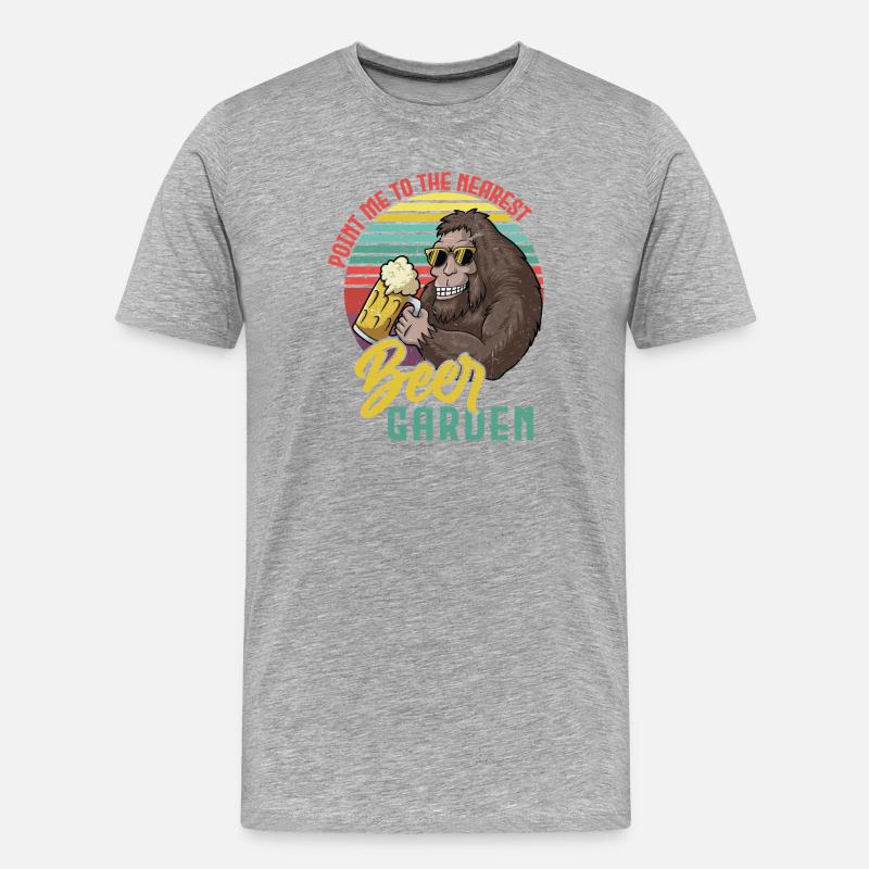 Sasquatch Biergarten Retro - Männer Premium Bio T-Shirt - Grau meliert