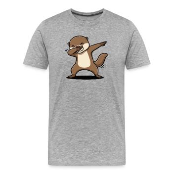 Otter Dab Fun - Men's Premium Organic T-Shirt - heather grey - Front - Damien (186cm)