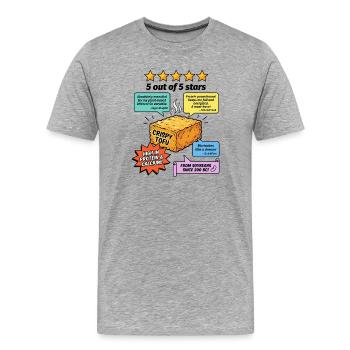 Critique 5 étoiles de Crispy Tofu - T-shirt bio Premium Homme - gris chiné - Devant - Damien (186cm)