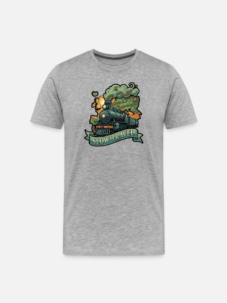 Langsamer Dampfzug - Männer Premium Bio T-Shirt - Grau meliert
