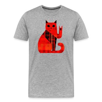 Motif à carreaux de chat rouge Moderne - T-shirt bio Premium Homme - gris chiné - Devant - Damien (186cm)