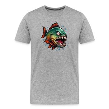 Piranha Deep Sea Fighter - Men's Premium Organic T-Shirt - heather grey - Front - Damien (186cm)